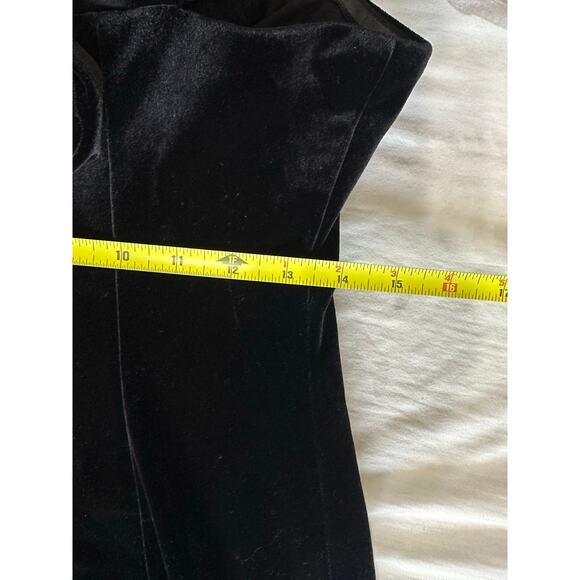 Avec Les Filles Black Velvet Rosette Strap Cocktail Dress, NWT - Picture 6 of 7